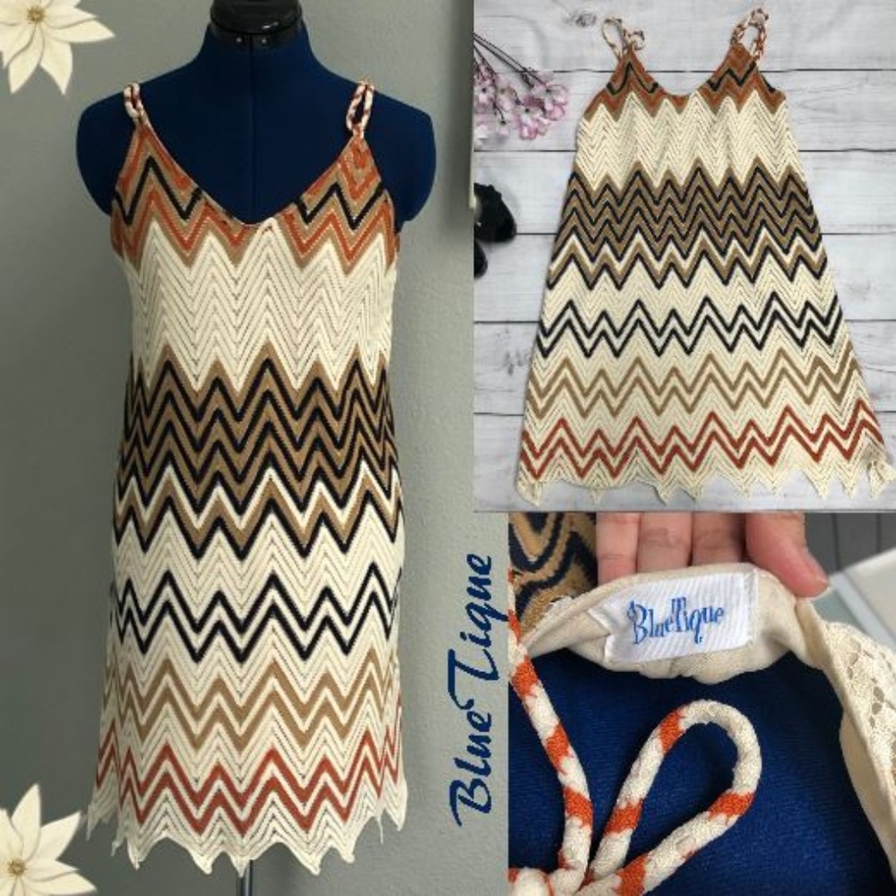 Bluetique chevron pattern knit/lace dress